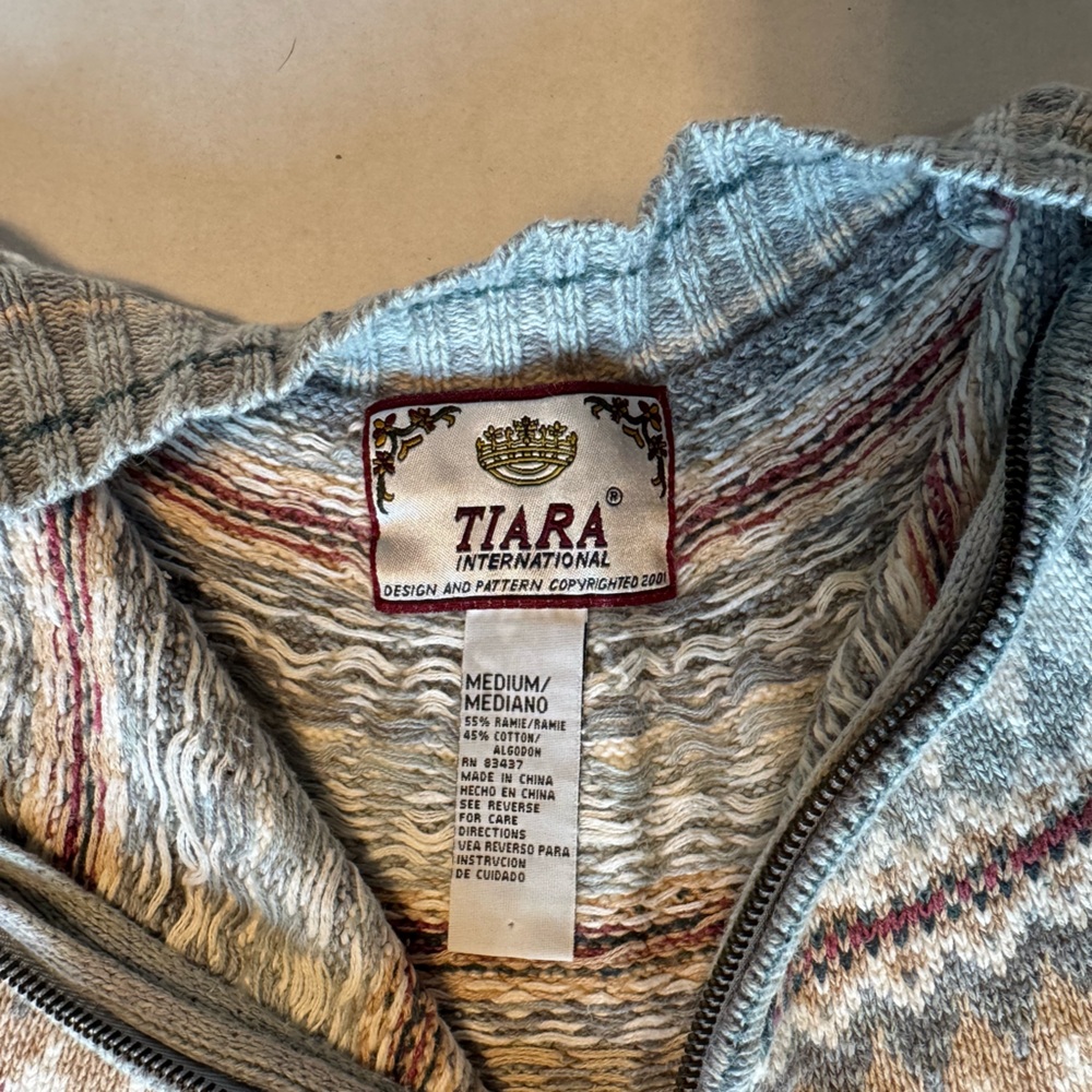 Tiara Multicolor Patterned Long Sleeve Full Zip S… - image 2